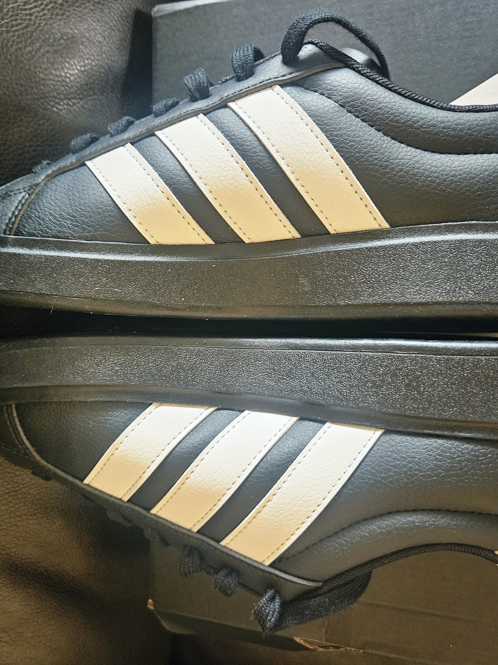 Adidas Black Sneakers with White Stripes - Picture 5 of 6